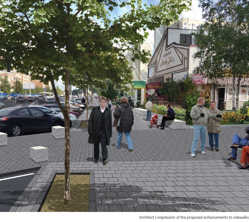 artist impression of improved sidewalk in Moscow